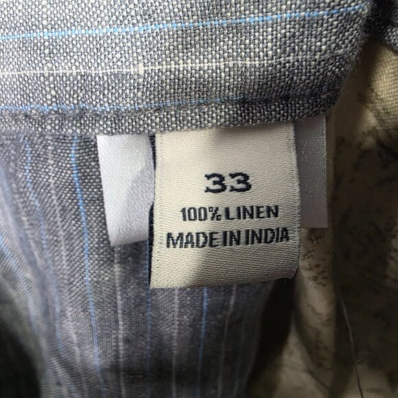 Mens Joseph Abboud Gray Pin Striped Chino Shorts 100% Linen 11" Inseam Size 33 - Picture 5 of 11